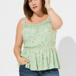 Torrid Crinkle Gauze Sleeveless Crochet Tank Top.